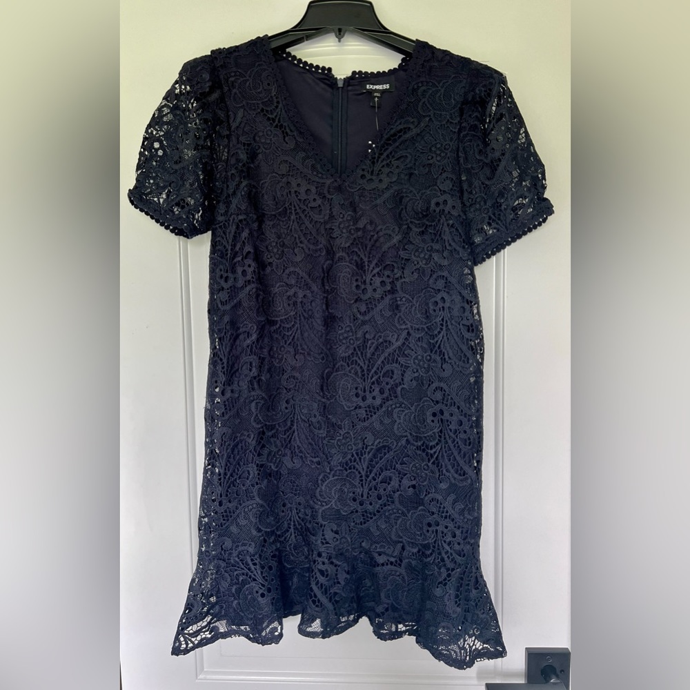 Express Navy Blue Formal Lace Dress size small NWT!